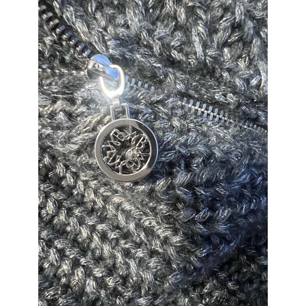 White House Black Market Zip Neck Sweater S Gray Chunky Knit - Picture 4 of 10